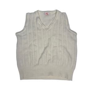 Vintage Cream Cableknit V Neck Sweater Vest M